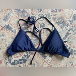 aerie Navy Triangle String Bikini Top